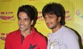 Ritesh and Tushar with dog Macho on the sets of Radio Mirchi to promote Kya Super Kool Hain Hum - Kyaa Super Kool Hain Hum Event Photos