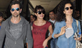 Kangna, Priyanka And Hrithik Return From Dubai Krrish 3 Promotions - Krrish 3