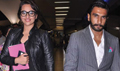 Ranveer Sonakshi Snapped At The Airport As They Return From Dubai Promotions Of Lootera - Lootera