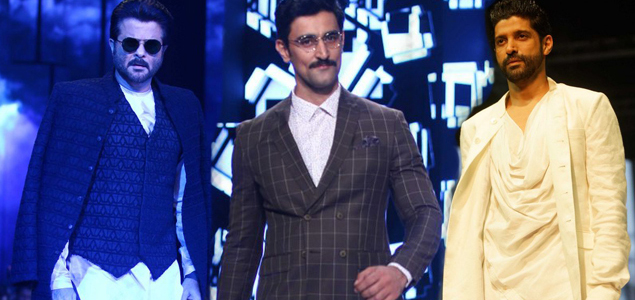 Farhan Akhtar, Kunal Kapoor & Anil Kapoor walk the ramp at the GQ Fashion Nights