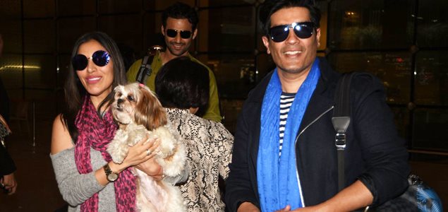 Manish Malhotra and Sophie Choudry snapped at the airport