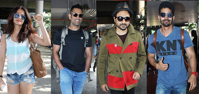 Surveen, Dhoni, Harshvardhan and Virdas snapped at domestic airport