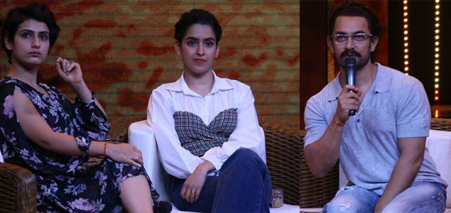 Aamir Khan with 'Dangal' Girls on Zee TV Saregama sets