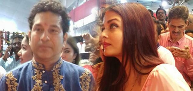 Aishwarya Rai Bachchan and Sachin Tendulkar family visits GSB ganesha in Wadala mumbai