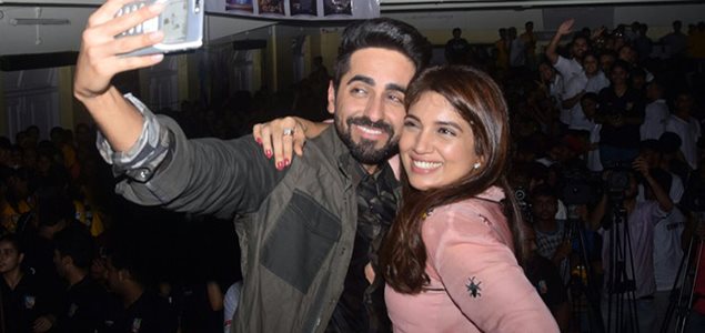 Ayushmann Khurrana and Bhumi Pednekar promote 'Shubh Mangal Saavdhan' at Poddar College