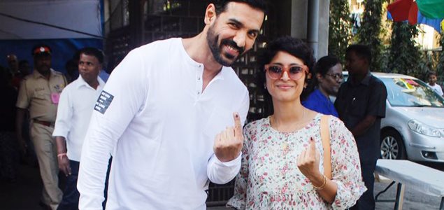 John Abraham, Kiran Rao, Prem Chopra and Priya Dutt cast their vote in Bandra