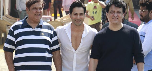 Varun Dhawan, David Dhawan and Sajid Nadiadwala at Judwaa 20th Year media meet