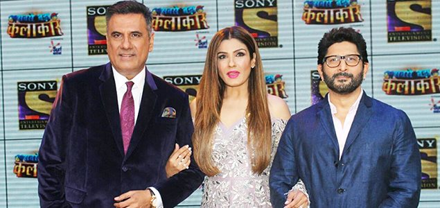 Boman, Raveena and Arshad at the launch of Sabse Bada Kalakaar