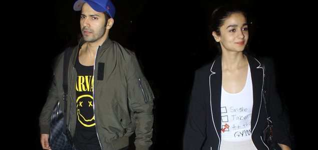 Varun Dhawan and Alia Bhatt return from the promotions of their film Badrinath Ki Dulhania in Kolkata