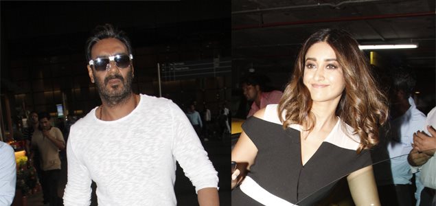 Ajay and Ileana snapped at the airport today