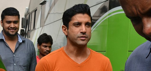 Farhan Akhtar snapped at Mehboob Studio today for an ad shoot