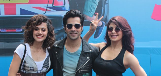Judwaa 2 cast poses at the film's trailer launch