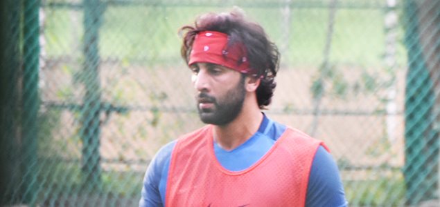 Ranbir Kapoor snapped during a football match
