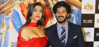 Sonam Kapoor and Dulquer Salmaan snapped attending the trailer launch of her film The Zoya Factor