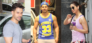 Varun Dhawan, Yami Gautam and Kunal Khemu spotted at the gym in Khar