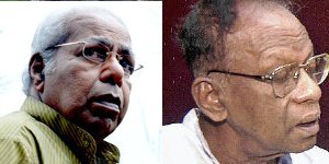 Thilakan pays a visit to Sukumar Azhikode at Thrissur