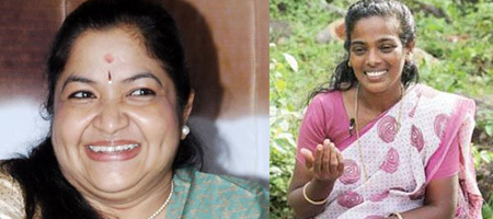 Chandralekha records a song with Chitra