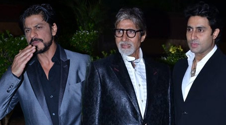 Big B enjoys video game with Abhishek, SRK 