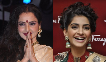 Sonam takes Rekhas blessings for Khubsoorat shoot