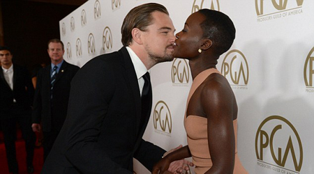 Lupita Nyongo gets kiss from DiCaprio