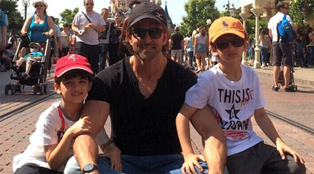 Hrithik in Disneyland with sons