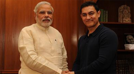 Actor Aamir Khan calls on Modi