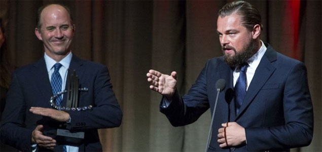 Leonardo DiCaprio accepts Global Citizen award in a new rugged look