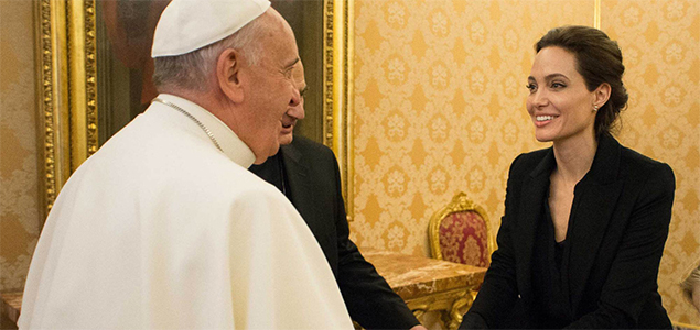 Angelina Jolie meets the Pope, screens Unbroken at the Vatican