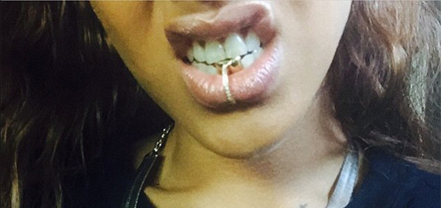 Rihanna shows off brand new mouth piercings on Instagram