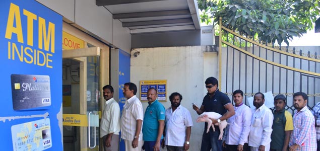 Ravibabu in ATM queue with piglet