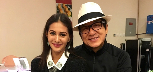Amyra Dastur gets farewell cake from Jackie Chan
