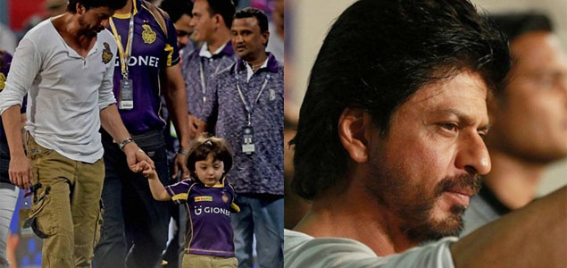 SRK attends KKR match with son, showers kisses on fans