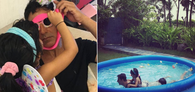 Akshay Kumar clowns, turn into crocodile on daughters birthday 